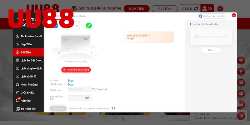 4 bước thanh toán tiền thưởng trên UU88